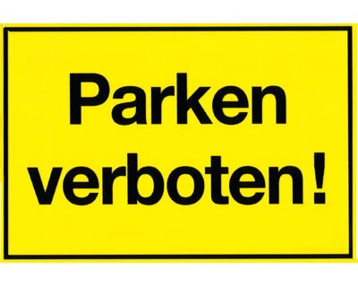 Preisvergleich Produktbild Gebotsschild gelb 'Parken verboten' - 300x200mm