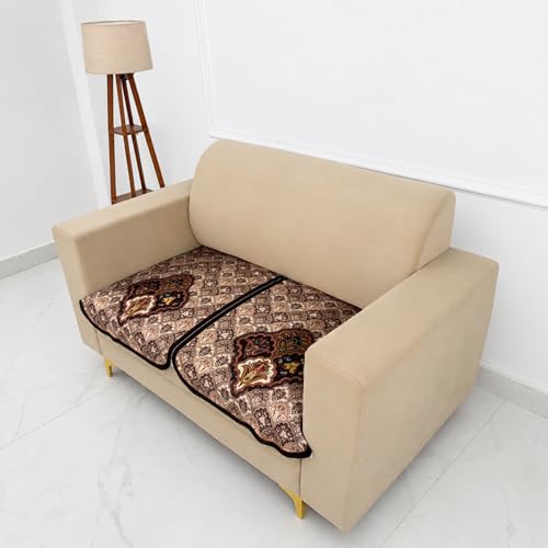 Image of Homerz Premium 'Maharaja Paradise Series' Sofa Cover | Net Fabric Sofa Cover | Washable, Anti-Dust Backed & Wrinkle Resistant Cover (Noor Mahal, 2 Seater, Only Seat Cover)