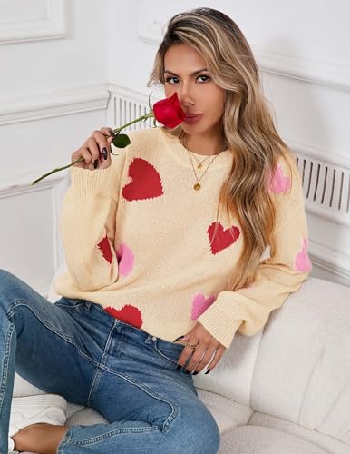 Image of Libsorge Womens Valentine Heart Sweater 2026 Valentines Day Trendy Cute Oversized Long Sleeve Pullover Sweaters
