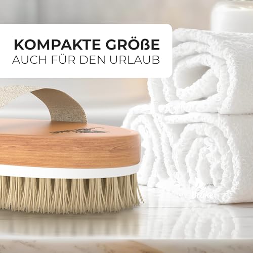 Lebrüke® Trockenbürste Badebürste - Mit praktischer Aufbewahrungstasche - Perfekt zum entfernen von abgestorbener Haut - Peeling Körperbürste Peelingbürste