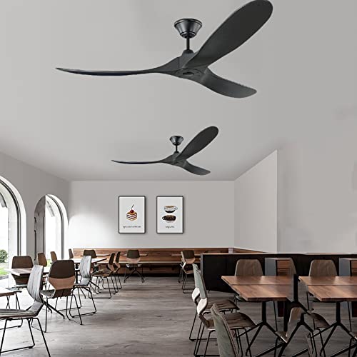 Black Ceiling Fan No Light 52" Wood Ceiling Fan With Remote, Outdoor Ceiling Fan For Patio, 3 Blade Large Airflow Indoor Outdoor Damp Rated Propeller Ceiling Fan For Bedroom Exterior Porch Gazebo #TOP5