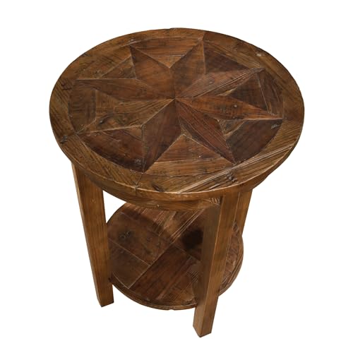 Alaterre Furniture Revive 20 Inch Round End Table with Bottom Shelf for Storage, and Unique Wood Characters - Modern Rustic Living Room Furniture by Alaterre Furniture - Image 9