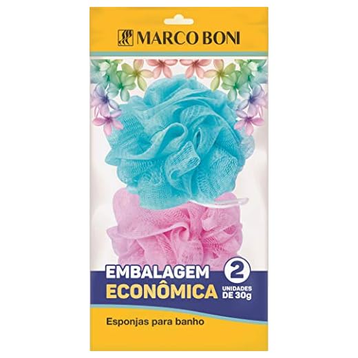 Pack Esponja para Banho Nylon 30 gr, 8387, Marco Boni, Cores Sortidas, 2 Unidades