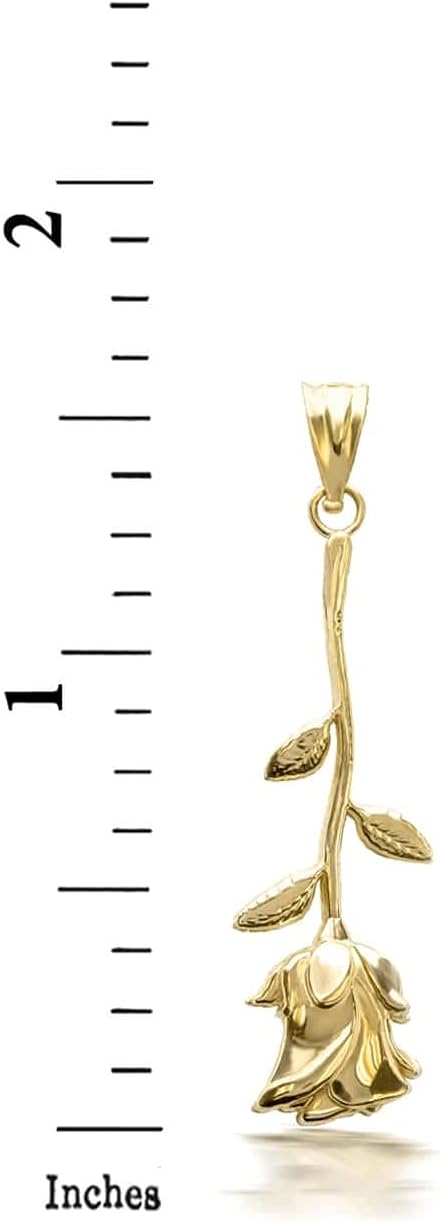 Beautiful 14k Gold Premium Rose Flower Pendant Charm Necklace - Image 2