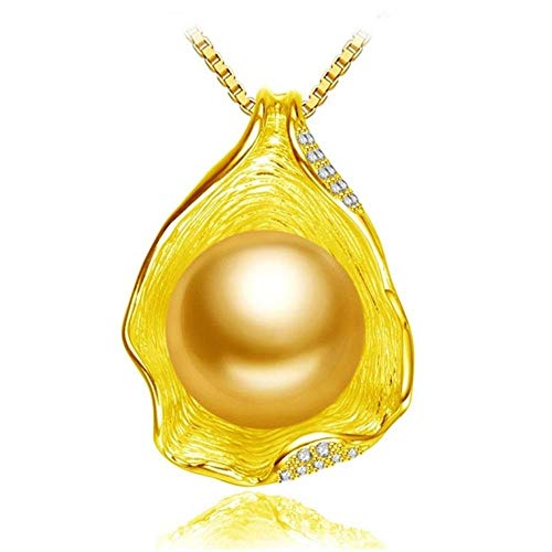 Preisvergleich Produktbild Poapk 925 Sterling Silber Natürliche Süßwasserperlen Muschel Anhänger Halskette Boho-Gold_Golden_Shell