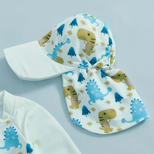 Toddler Baby Boy Swimsuit Long Sleeve Zipper One Piece Bathing Suit Rash Guard Sun Protection Swimwear with Hat4