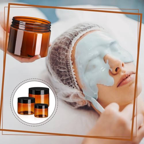 Image of Tanlade 100 Pcs 8 /4 /2 oz Amber Plastic Cosmetic Jars with Lids Empty Leak Proof Container Refillable Cosmetic Jars Airtight for Cream, Lotion, Powder, Ointment, Beauty Products Travel Storage (Round)
