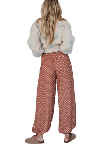 Boho Wide Leg Pants for Women High Waisted Drawstring Joggers with Pockets Loose Lounge Pants3