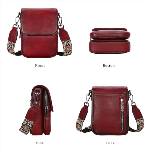 Image of HESHE Small Leather Crossbody Bag for Women RFID Phone Purse with Card Slot | Anti Theft,Genine Leather,Wide Adjustable Strap,Multi-Pocket Fits 6.9 inch Phone Trendy Shoulder Cross Body Bag for Daily,Travel
