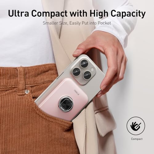 iWALK Magnetic Portable Charger for iPhone, 10,000mAh Wireless Power Bank with Stand, 15W MagSafe Fast Charging and USB-C PD 20W Charging for iPhone16/15/14/13/12 Series/Airpod - Thumbnail 2