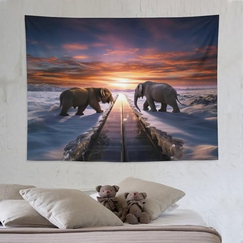 Tapisserie éléphant PAZZK 150×200cm pour décoration murale de salon
