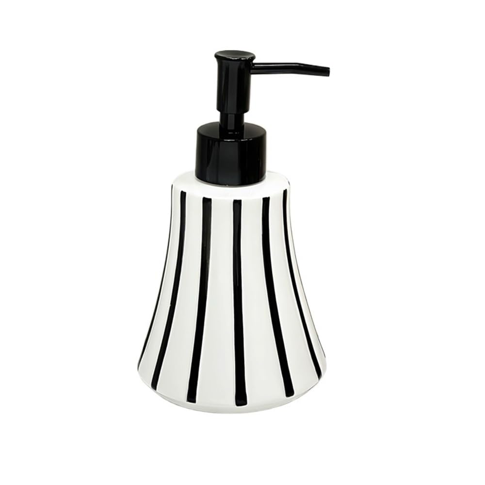 Soap Dispenser Striped Hotel Home Soap Dispenser Push Lotion Dispensing Bottle Curved 350ml Black/Red(Black)