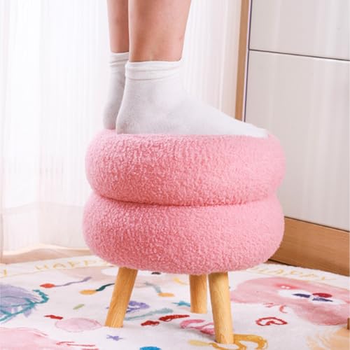 Tabouret en peluche rose double couche pour soulager les jambes lourdes - 4