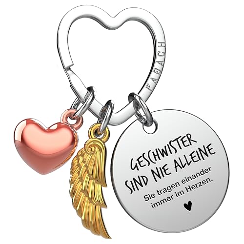 FABACH Beste Schwester Porte-clés ange gardien porte-bonheur avec cœur et gravure – Meilleure sœur du monde Cadeaux frères et sœurs – Cadeau ange porte-bonheur, Les frères et sœurs ne sont jamais FABACH Beste Schwester Porte-clés ange gardien porte-bonheur avec cœur et gravure – Meilleure sœur du monde Cadeaux frères et sœurs – Cadeau ange porte-bonheur, Les frères et sœurs ne sont jamais