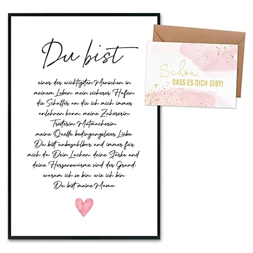 Mors dag-present med konsttryck och guldfolie vykort inklusive kuvert och 2 andra kort – present till mors dag – design 6 – du är – utan ram