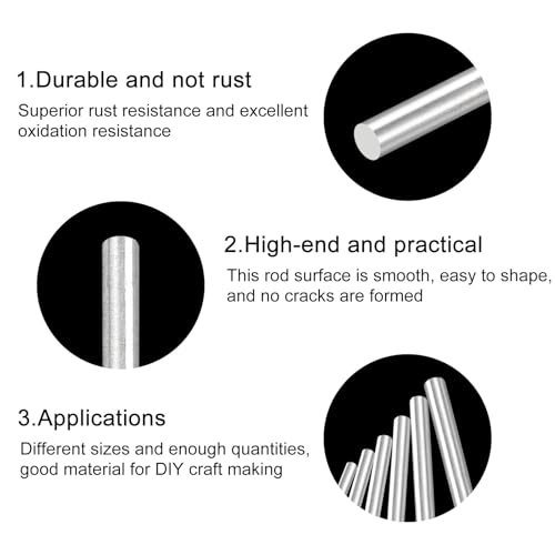 QUARKZMAN 8 Stück 304 Metallstangen Garten, 3mm x 80mm Metallstäbe für DIY Handwerk, Motorrad, Deko, Garten