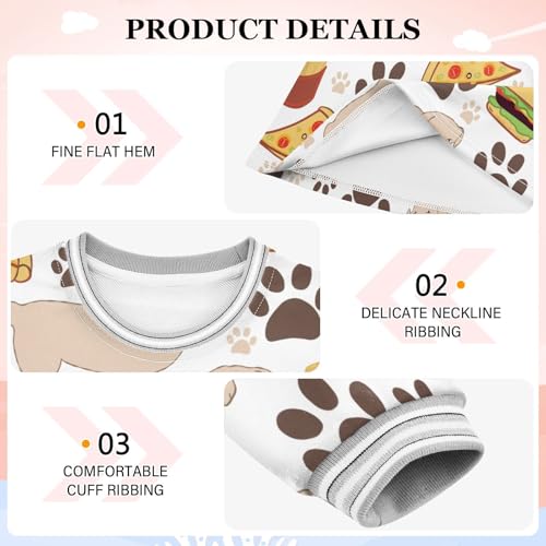 Dog and Food Girls Dresses Long Sleeve Sweatshirt Dress for Girls Winter Toddler Casual A Line Dresses Size 2-8T3