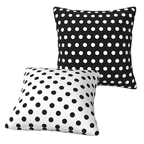 Pillow Covers Black And White Polka Dot 16X16 Inch Throw Pillowcase Square Cushion Cases, Set Of 2 #TOP1