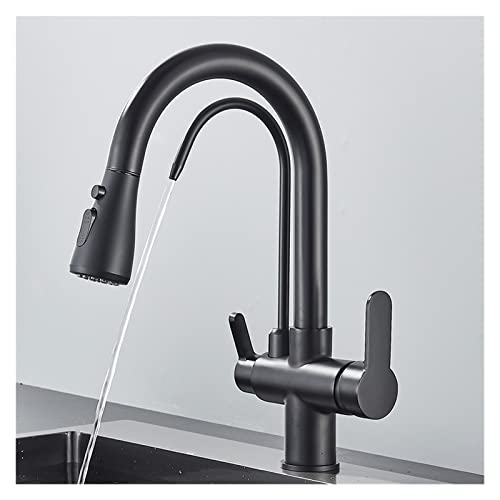 Robinet de cuisine noir mat douchette extractible mitigeur evier 3 fonctions - 6