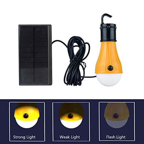Leeofty DC5V 2.5W 3 LED Energia Solar Power Bulb Bulb com Painel Solar Forte Brilhante/Fraco Brilhan