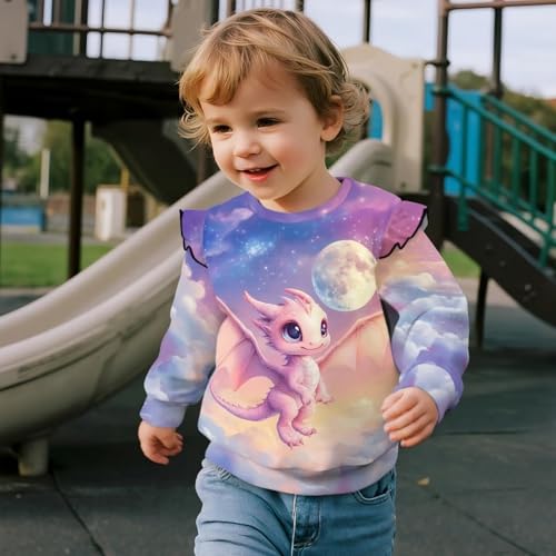 Xpyiqun Sweatshirt Girls Crew Neck Pullover Novelty Ruffle Shoulder Sweatshirts for Kids 1-8Y Long Sleeve4