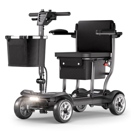 Image of 43lb Lightweight Mobility Scooter for Seniors - Airline & Cruise Approved | Foldable Portable Travel Motorized Scooters for Adults Elderly 4 Wheel with Removable Battery, 12.4MI, 300lb Capacity, Black