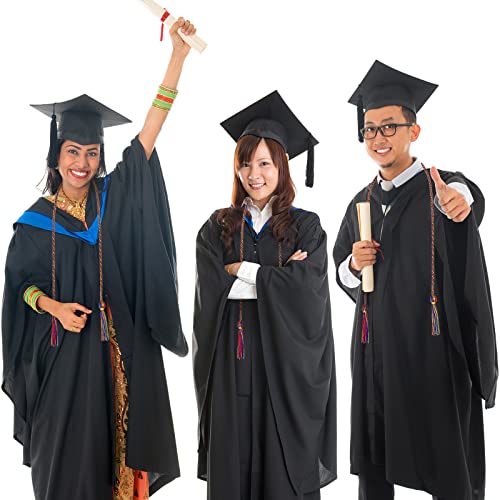 Image of TecUnite Graduation Cords Honor 2026 Polyester Yarn Decorative 67 inch Long Garland Twist Ties with Tassels for Bachelor Gown Graduation(Rainbow)