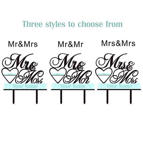 Personalized Mr & Mrs Cake Topper For Wedding,Customized Wedding Date And Last Name To Bride And Groom,Rustic Wedding Anniversary Cake Topper #TOP1