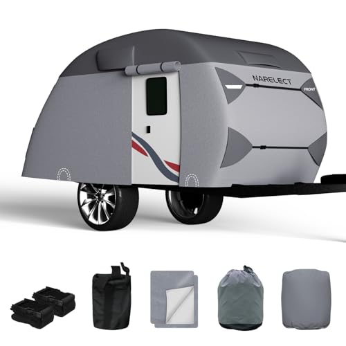 Top 10 Best Teardrop Camper with Bathroom Reviews Today 10 Teardrop Travel Trailer Cover Fits 8'-10' Trailers, 7 Layers Top Heavy Duty Camper Cover Waterproof, Camping Trailer Cover with Windproof Strap, RV Cover for R-Pod Trailers, Clamshell Trailers, Gray