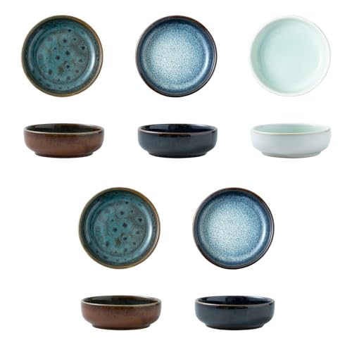 PRITOK Cuencos de cerámica para salsas: 5 cuencos de porcelana, cuencos para aperitivos, cuencos pequeños, cuencos de cerámica para salsa, soja, sushi