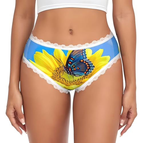 LMNvbz Bragas de encaje para mujer, con estampado de néctar sobre girasol, suaves, transpirables, de cobertura completa, para un uso diario cómodo, blanco, XXL