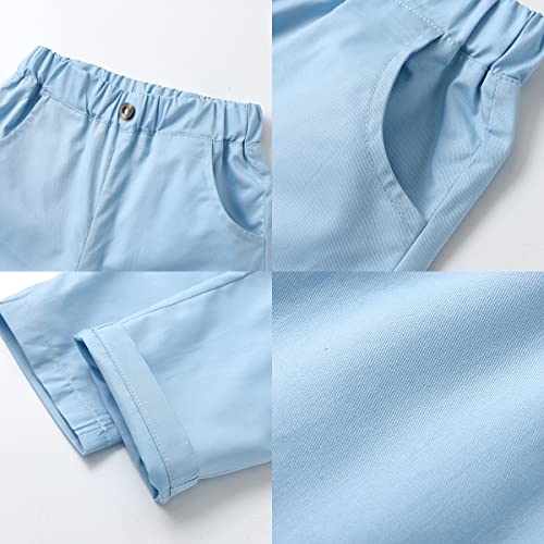 Artmine Boys 3-Piece Vest Suits Set Long Sleeve Shirts And Pants Outfits Set With Tie, Sky Blue, 18-24 Months = Tag 90 #TOP4
