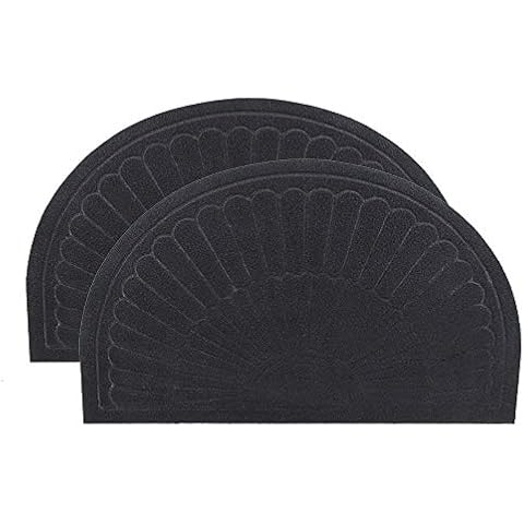 YK Decor Half Round Front Door Mat Inside Doormat Outdoor Entry Mat Non Slip Mud Dirt Trapper Mat Indoor Entrance Mat Rug Washable Cover