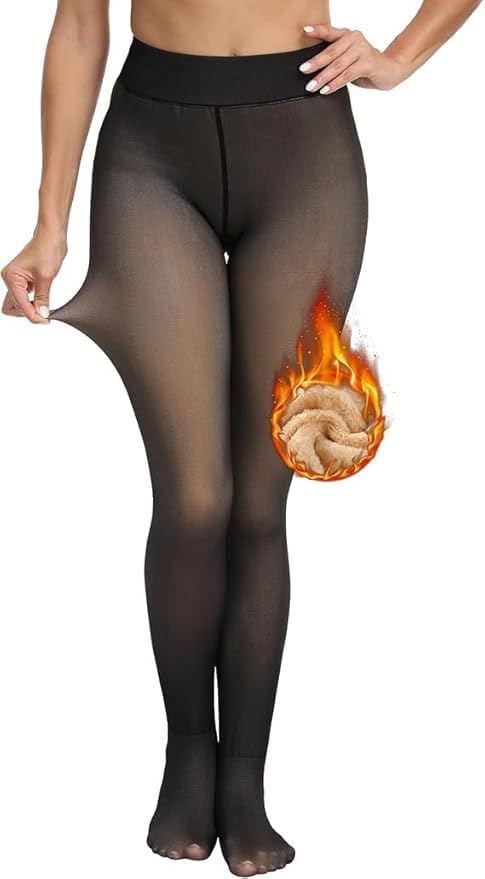 Women’s Soft Touch Thermal Skinny Tights | Fleece-Lined Winter Leggings for Women | Ultra-Warm Velvet Feel Thermal Tights | Stretchable Mid Rise Skinny Fit Winter Stockings – Pack of 1 Black-image-22