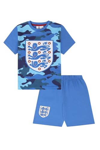 Boys Girls England Football Team Blue Camouflage Short Pyjama Set (7-8 Years)