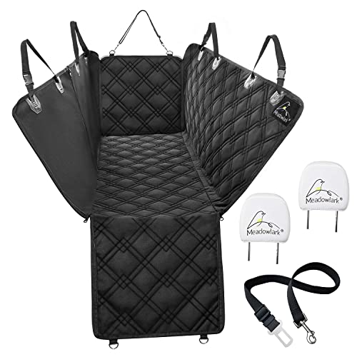 Meadowlark Premium Hammock Dog Car Seat Cover Back Seat, Dog Cover Car Seat Protector, Non-Slip, Dog Stuff, Anti Shock, Water Repellant, Pet Car Seat Cover For Dogs W/Seat Belt & 2 Headrest Covers #TOP1
