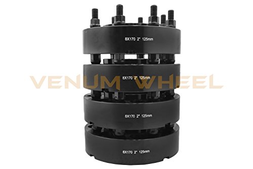 4 Pc 8X170Mm Black Hub Centric Wheel Spacers Adapters 2" Thick (Front + Rear) 14X1.5 Thread Pitch Made In Usa Work With 2003-2010 Ford F-250 F-350 #TOP4