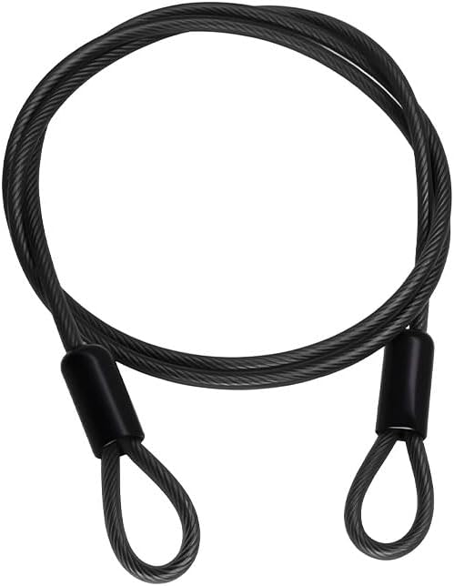 Security Steel Cable 1PCS 2.5mm x 1.5m/4.92ft Black Double Loop Security Chain Coated Luggage Lock Chain Lanyard Lock for Outdoor, Bike