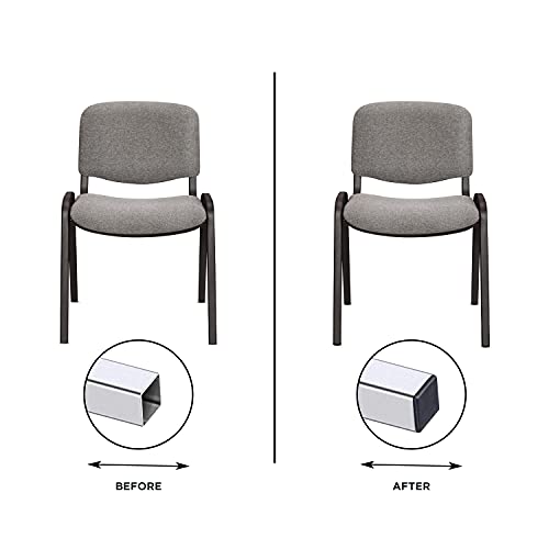 Image of Prescott Plastics 1 /2 inch (12.7mm) Outer Perimeter Ribbed Plastic Hole Plugs, Square Black Metal Tubing End Caps, Strong Furniture Leg Inserts, Impact & Weather Resistant, Made in the USA - 20 Pack