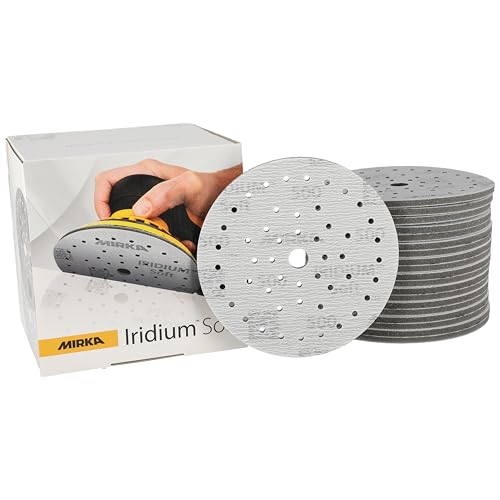 Mirka Iridium Soft Schleifscheiben Ø 150 mm/Korn P500 / Klett Multifit / 20 Stück/schaumbasiertes Schleifmittel für präzises Trockenschleifen, Klarlackschliff, Finish