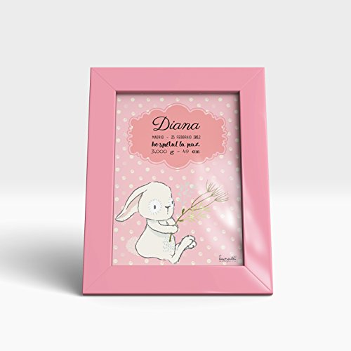 Lunadei Stampa personalizzata per Bambini | Modello Diana Con Fiori | Regalo Originale per Neonati | Ideale per Nascita e Battesimo | Cartoncino di Alta Qualitá (200 g/m2) | Formato A5