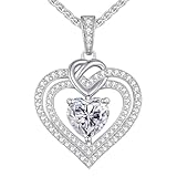 ASH & EMBER JEWELRY Heart Moissanite Necklace, 1.2 Carat D VVS1, White Gold with Sterling Silver Underlay with Pendant Box and Gift bag, Valentines Day, Anniversary, Wife, Girlfriend Gift