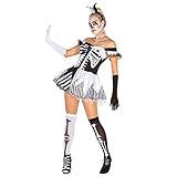TecTake dressforfun Sexy Skelett Lady Frauenkostüm mit Skelettaufdruck inkl. Armstulpen, Kopfschmuck und Strümpfen (M | Nr. 300118)