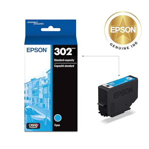 Image of Epson 302 Claria Premium Ink Standard Capacity Cyan Cartridge (T302220-S) Works with Expression XP-6000, 6100