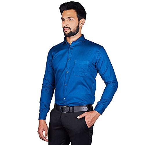 INDIAN THREADS Men's Regular Fit Solid Satin Formal Shirt | Plain | Full Sleeve