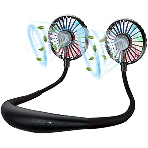 Neck Fan, Rechargeable Battery Operated Portable Fan 2600mAh, Hands Free Personal Fan Hang Around Neck Fans, Wearable Small Fan for Outdoor Working Battery Powered USB Fan Over 12 Hours Constant Cool Cover