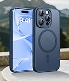 for iPhone 15 Pro Max Case: Magnetic Military Grade Drop Protection Phone Cover | Full Camera Protection Slim Anti-Slip Durable Shockproof Silicone Phonecase for iPhone 15 Pro Max – Blue