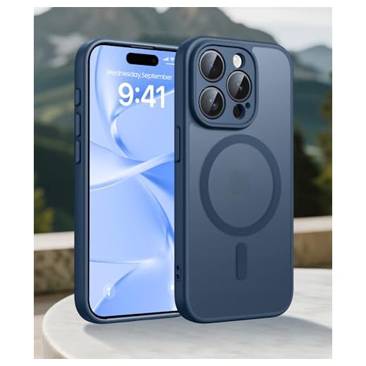 for iPhone 15 Pro Max Case: Magnetic Military Grade Drop Protection Phone Cover | Full Camera Protection Slim Anti-Slip Durable Shockproof Silicone Phonecase for iPhone 15 Pro Max - Blue
