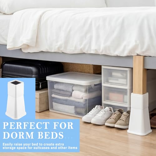 Novabright 12 Inch 4 Pack College Dorm Bed Risers,White by Novabright - Used condition - Image 4