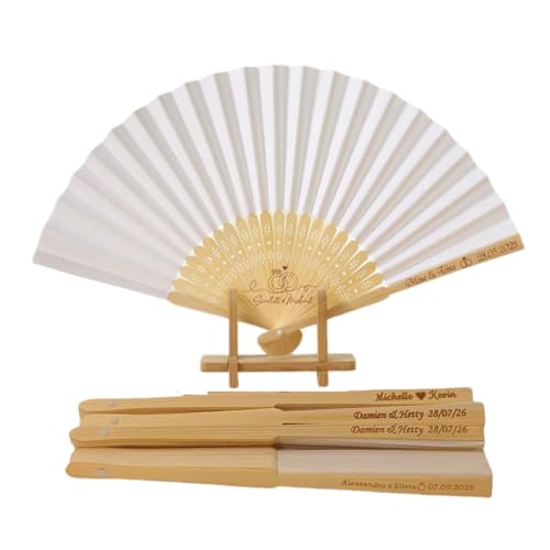 PLOVEGIFT Custom Wedding Hand Fans, Personalized Folding Fan for Guests